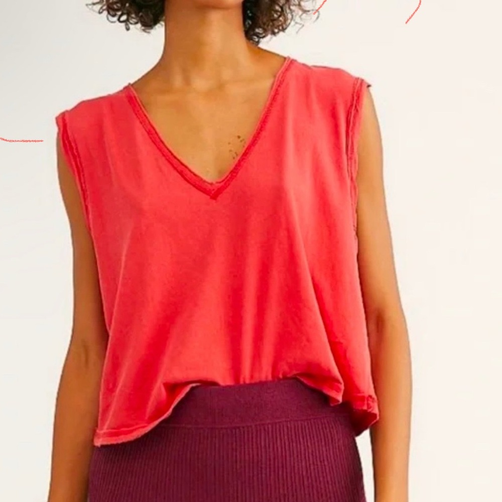 We The Free Coral Sleeveless Muscle Tee